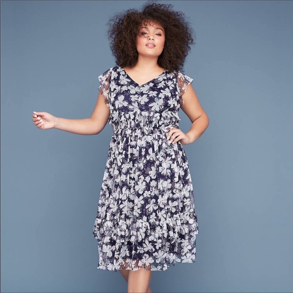 NWT 18/20P Floral flounce Lane Bryant dress